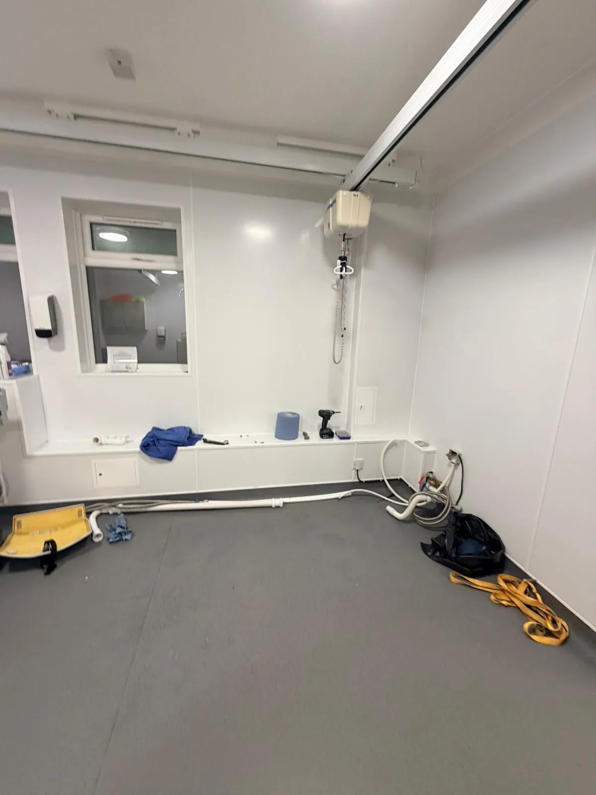 Bathroom stripped out during installation